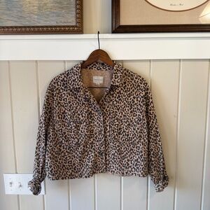 American Eagle Outfitters Leopard Print Button-Down Shirt Jacket - Tan & Black